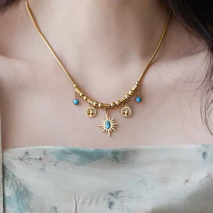 Women's Turquoise Sun Charm Jewellery Set