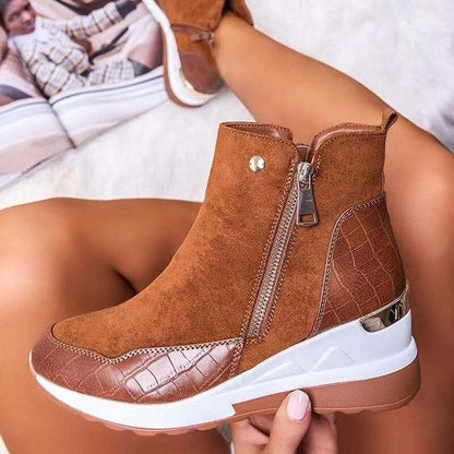 Women's Leather-Look Heeled Ankle Boots
