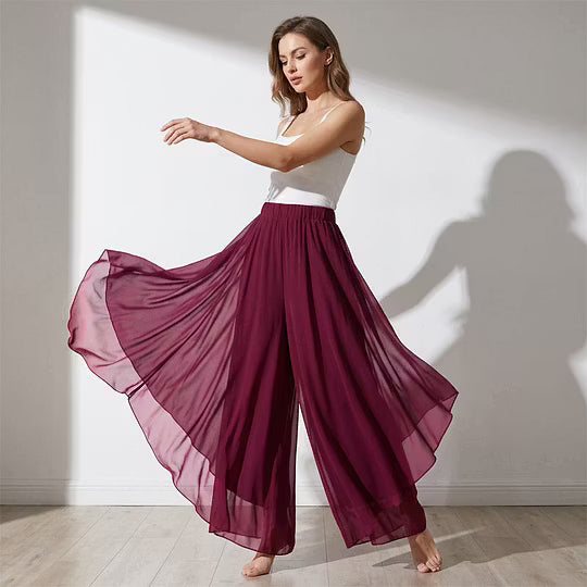 Women’s Layered Chiffon Wide-Leg Trousers