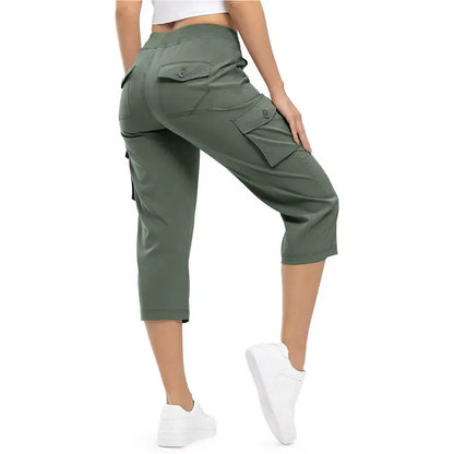 Women’s Lightweight Quick Dry Capri Cargo Trousers with Pockets