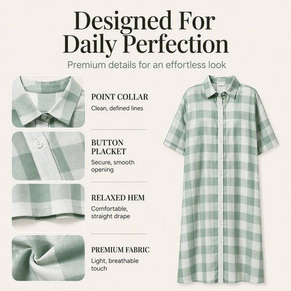 Women's Check Button Front Maxi Shirt Dress