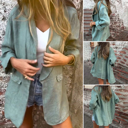 Women's Cotton and Linen Open Front Blazer