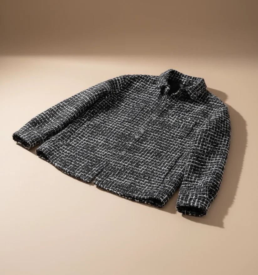 Men's Houndstooth Cotton Tweed Winter Shacket