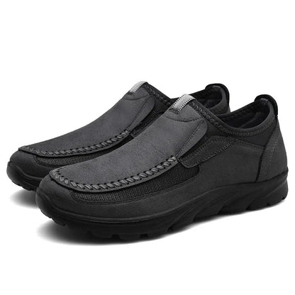 Men's Arch Support Leather-Look Loafers – Comfortable Slip-On Design