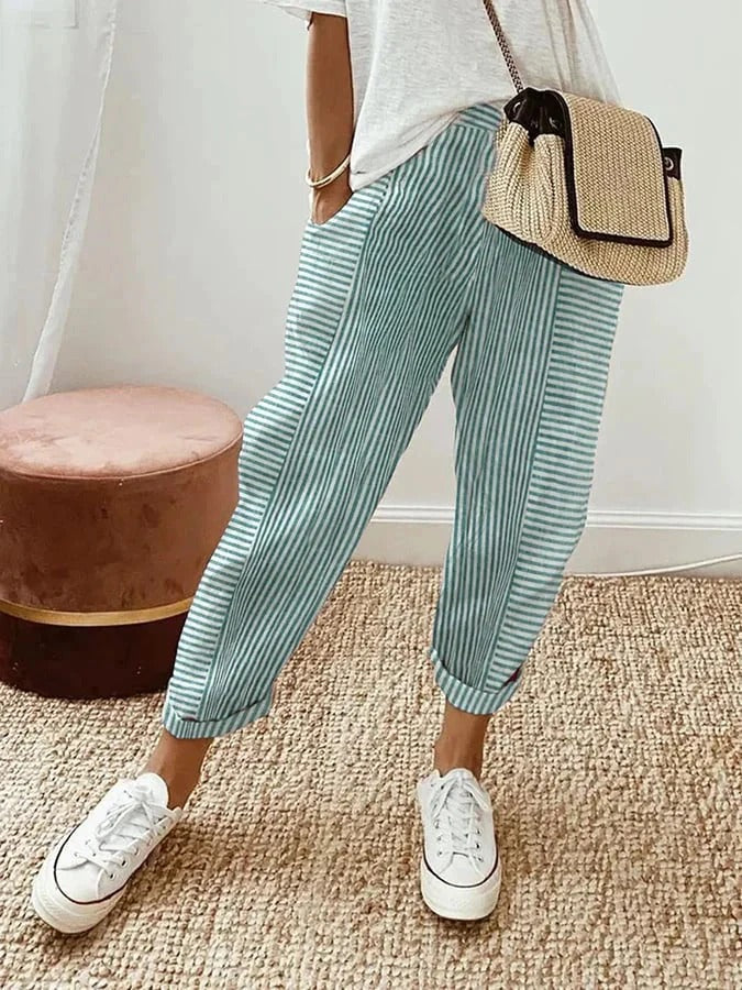 Women’s Lightweight Striped Drawstring Trousers