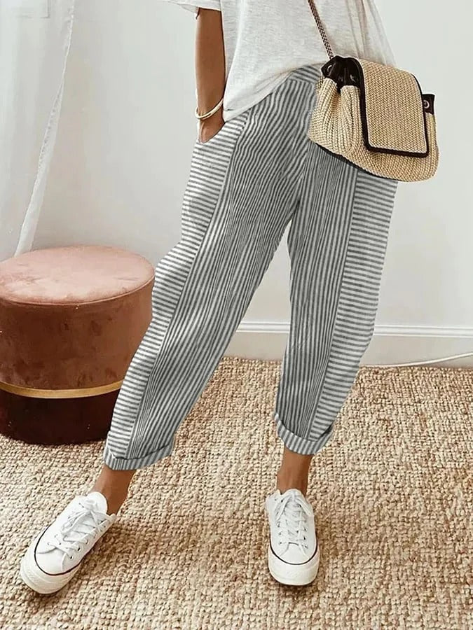 Women’s Lightweight Striped Drawstring Trousers