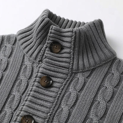 Men's Stand Collar Button Knit Cardigan