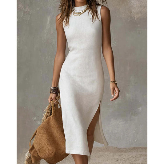 Women’s Sleeveless Bodycon Midi Dress with Side Split