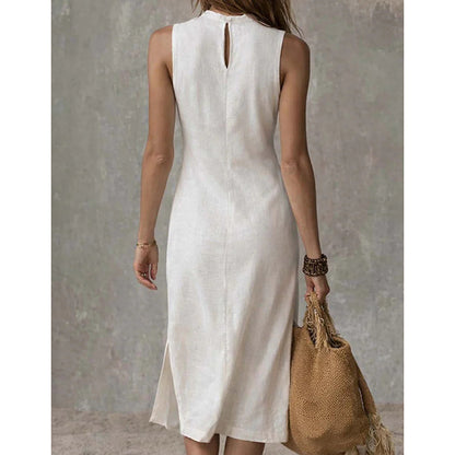 Women’s Sleeveless Bodycon Midi Dress with Side Split