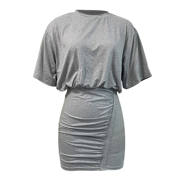 Women’s Ruched Short Sleeve Mini T-Shirt Dress