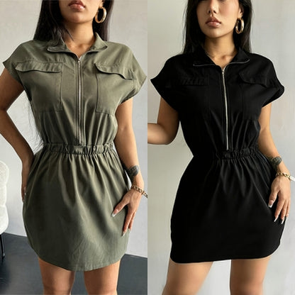 Women’s Utility Zip Mini Shirt Dress