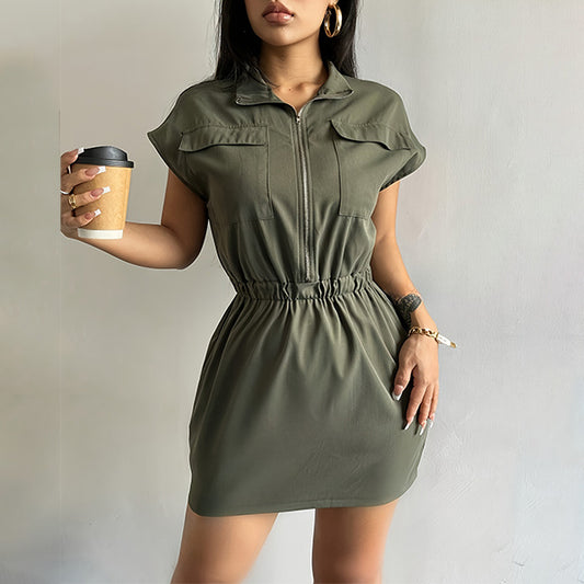Women’s Utility Zip Mini Shirt Dress