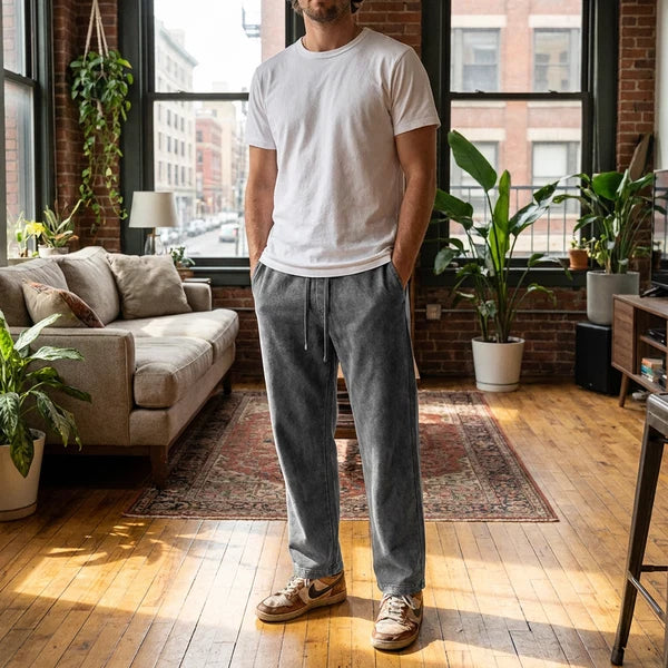 Men's Washed Straight-Leg Joggers