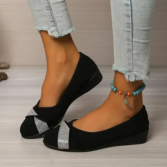 Women's Cross-Strap Low-Wedge Flats