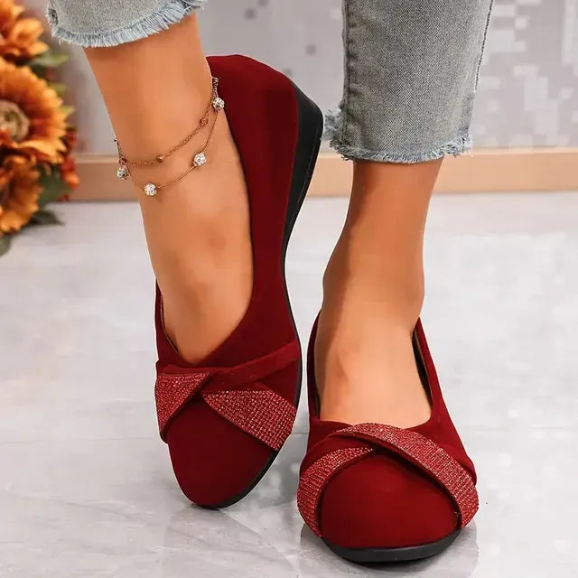Women's Cross-Strap Low-Wedge Flats