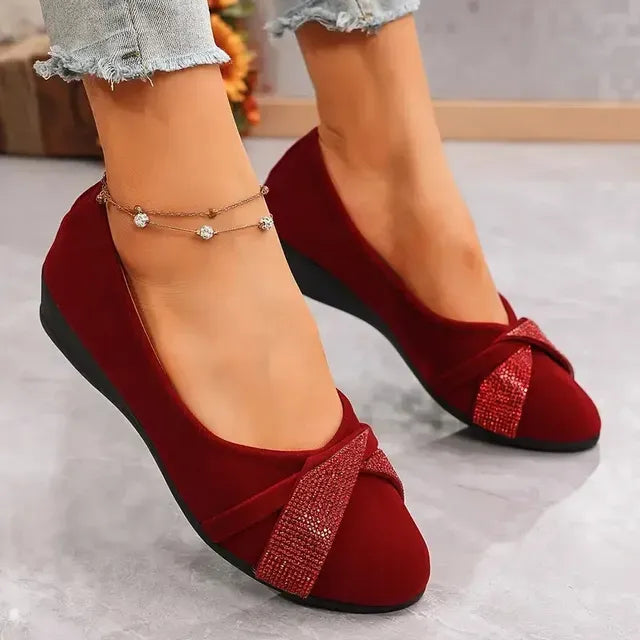 Women's Cross-Strap Low-Wedge Flats