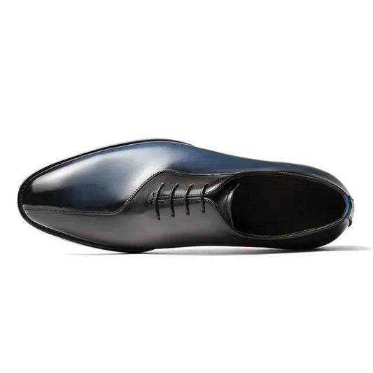 Cowhide Pointed-Toe Lace-Up Dress Shoes