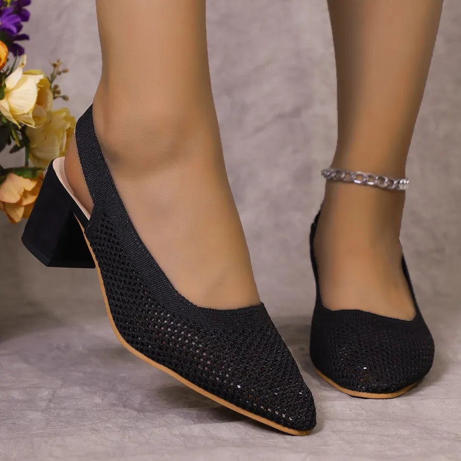 Women's Breathable Mesh Slingback Block Heel Sandals