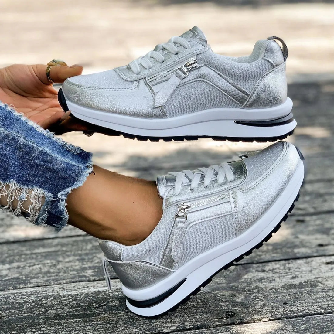 Women’s Water-Resistant Zip-Up Comfort Trainers