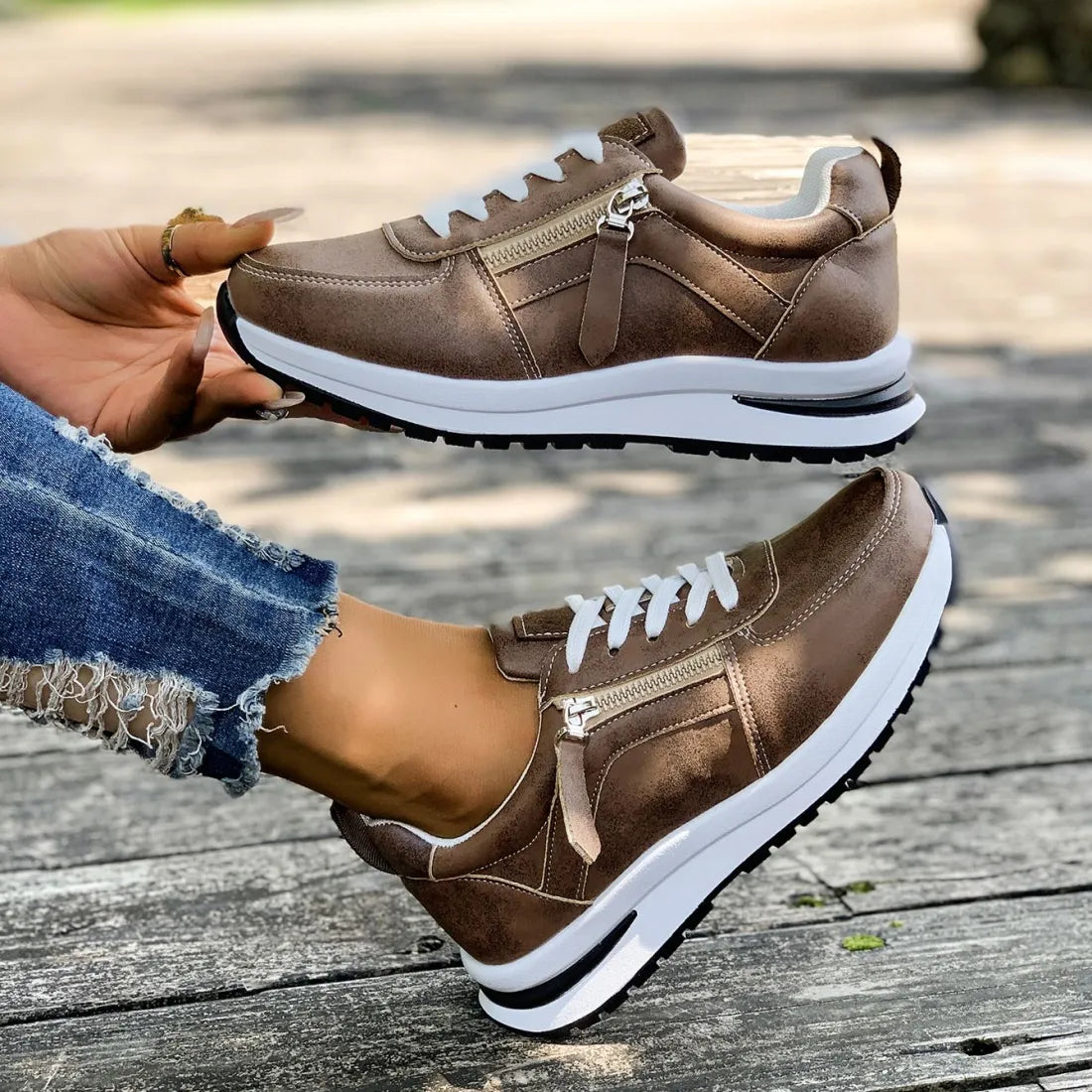 Women’s Water-Resistant Zip-Up Comfort Trainers