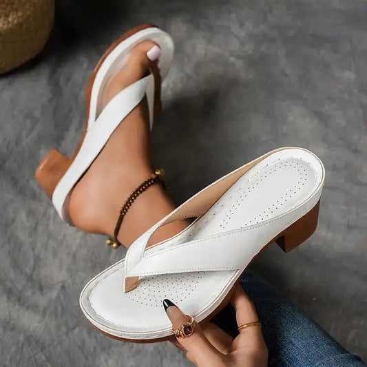 Women's Solid Color Summer Chunky Heel Sandals