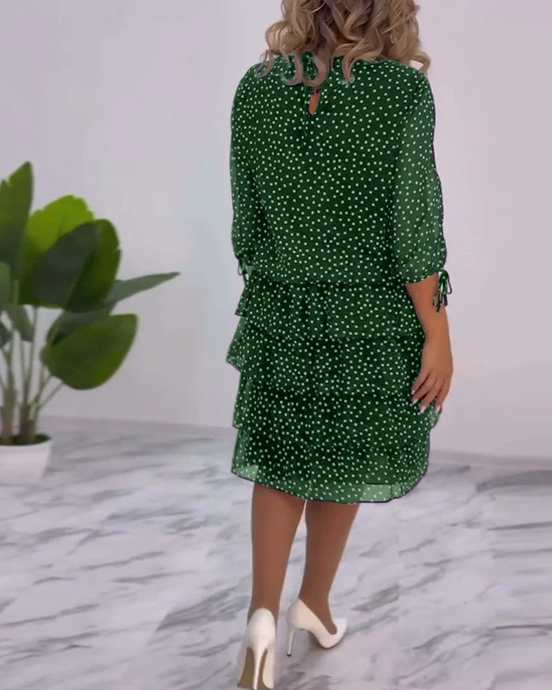 Ruffled Polka Dot Midi Dress