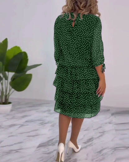 Ruffled Polka Dot Midi Dress