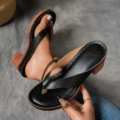 Women's Solid Color Summer Chunky Heel Sandals