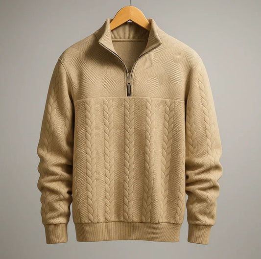 Men’s Jacquard Quarter-Zip Knit Pullover