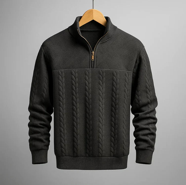 Men’s Jacquard Quarter-Zip Knit Pullover
