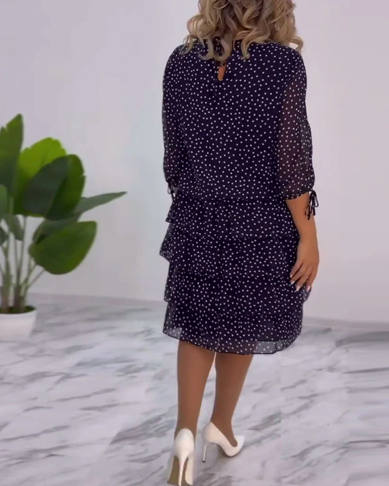 Ruffled Polka Dot Midi Dress