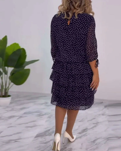 Ruffled Polka Dot Midi Dress