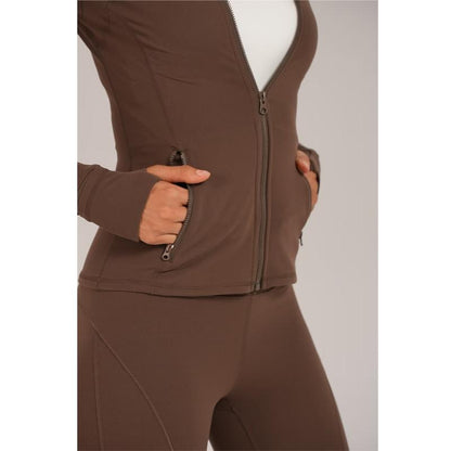 Women’s Sculpting Zip Jacket and Flare Leggings Set