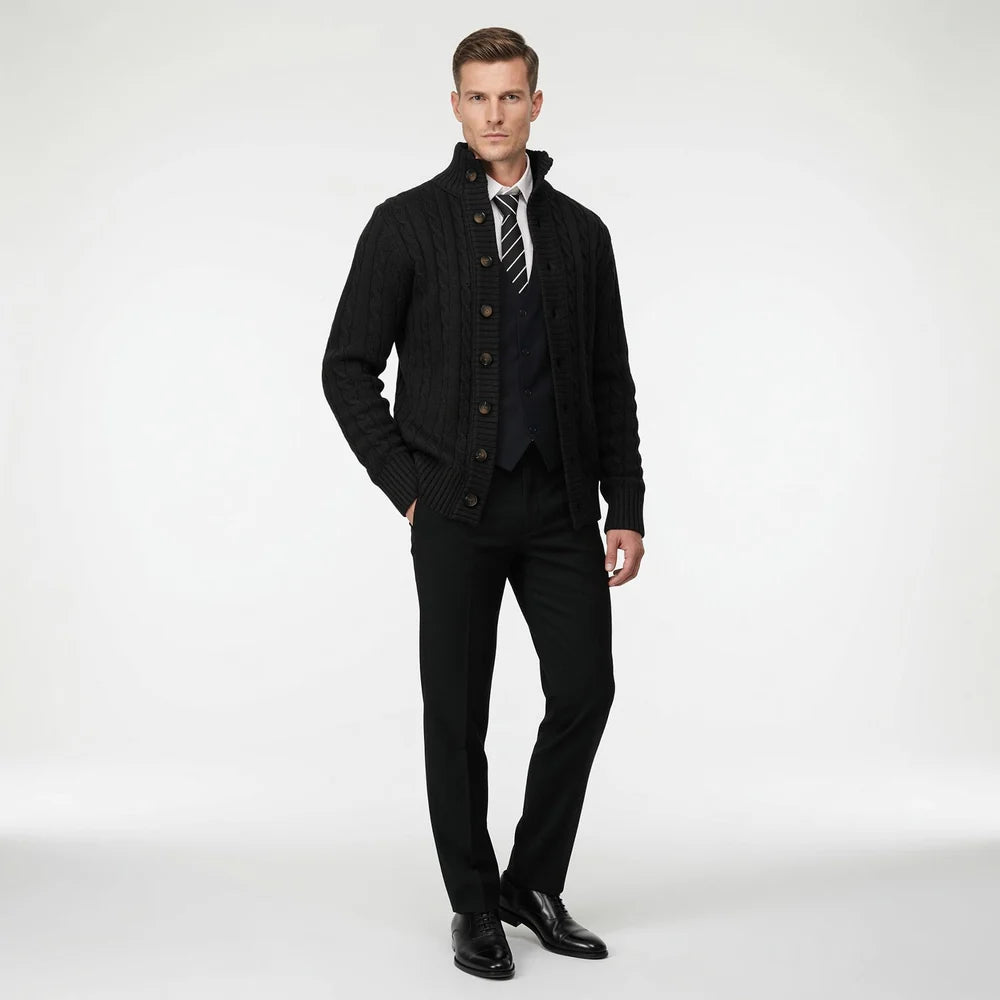 Men's Stand Collar Button Knit Cardigan