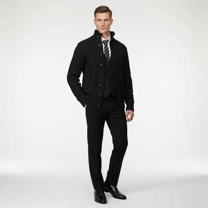 Men's Stand Collar Button Knit Cardigan
