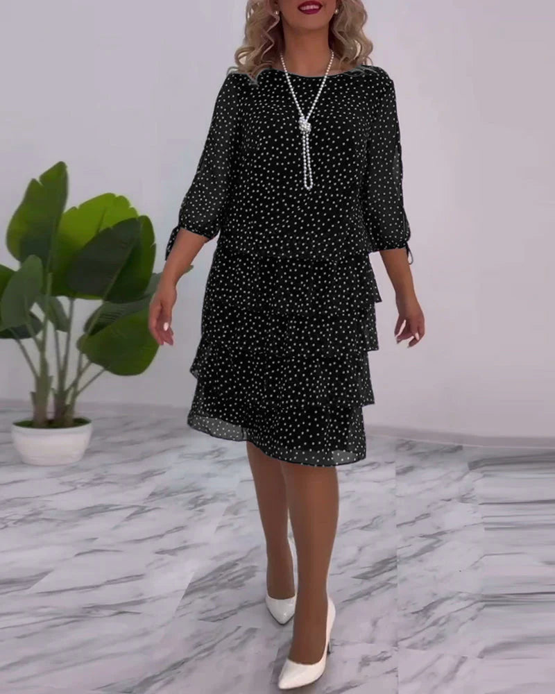 Ruffled Polka Dot Midi Dress