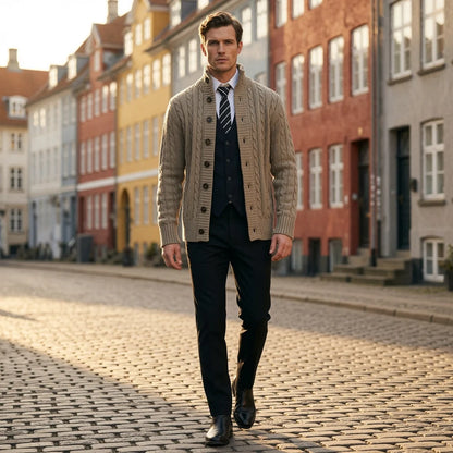 Men's Stand Collar Button Knit Cardigan