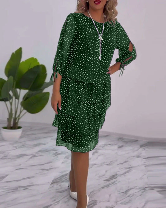 Ruffled Polka Dot Midi Dress