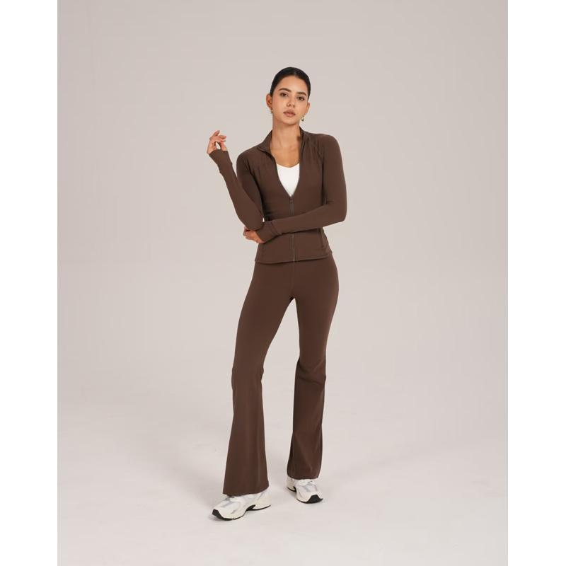 Women’s Sculpting Zip Jacket and Flare Leggings Set