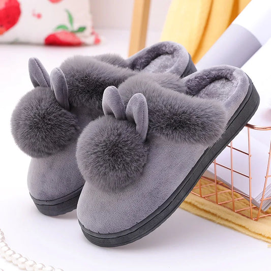 Rabbit Ears Fur Slippers