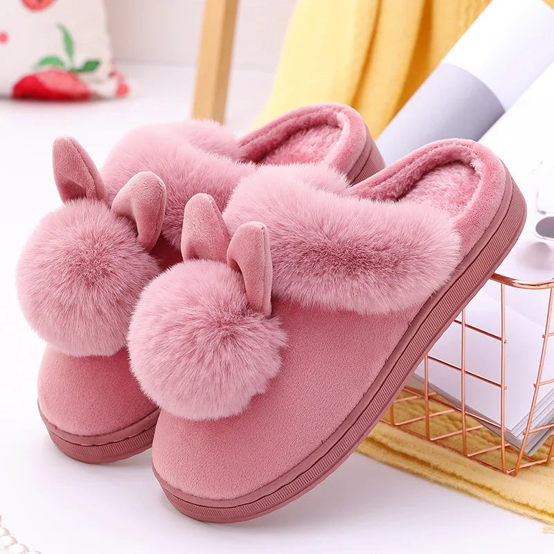 Rabbit Ears Fur Slippers