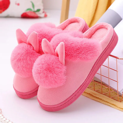 Rabbit Ears Fur Slippers