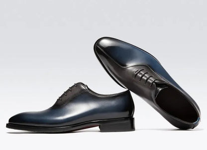 Cowhide Pointed-Toe Lace-Up Dress Shoes