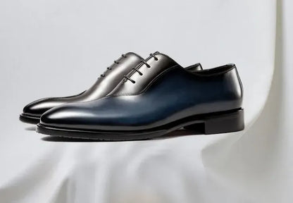 Cowhide Pointed-Toe Lace-Up Dress Shoes