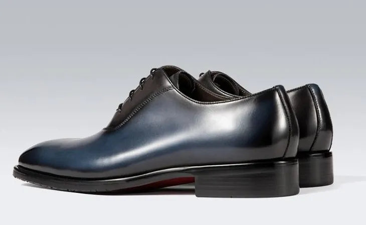 Cowhide Pointed-Toe Lace-Up Dress Shoes