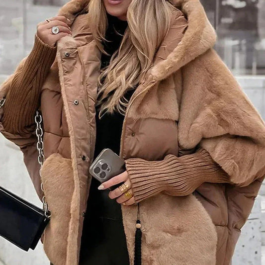 Women's Oversized Quilted Jacket with Hood