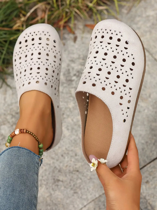 Women's Perforated Wide-Fit Slip-On Mules
