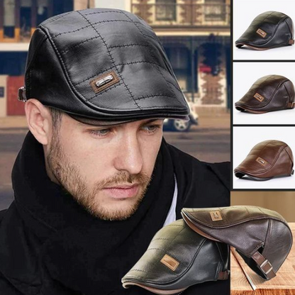 Men’s Vintage Leather-Look Beret
