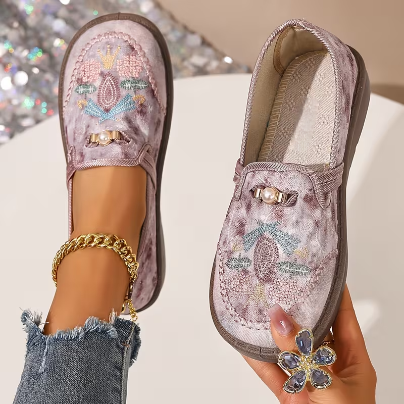 Women’s Embroidered Slip-On Comfort Loafers