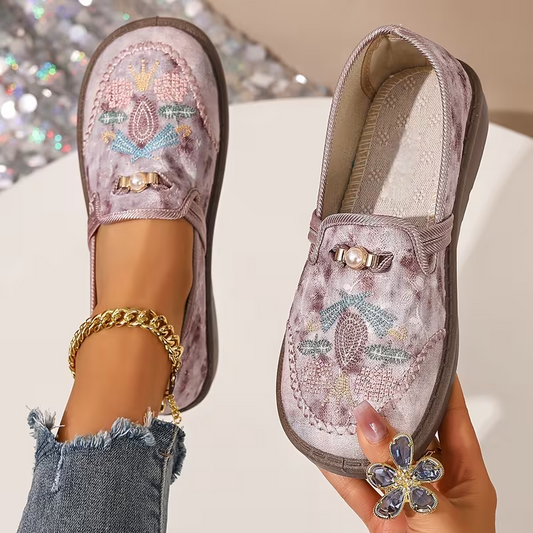 Women’s Embroidered Slip-On Comfort Loafers